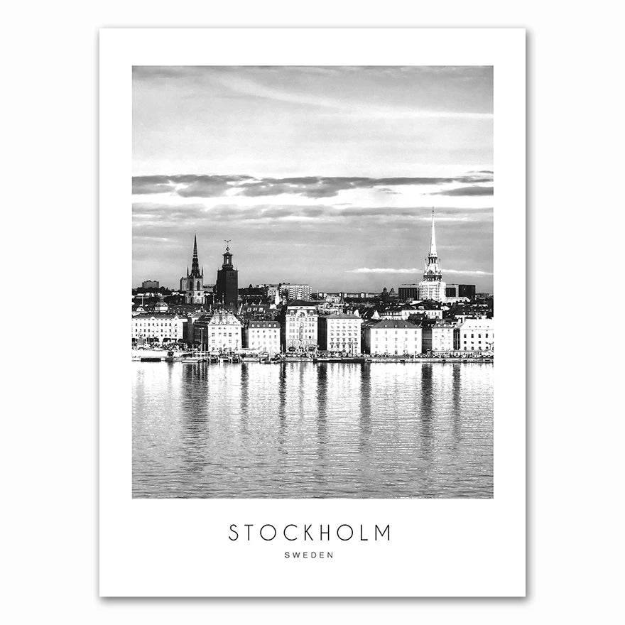 Modern New York London Paris City Wall art Landscape Posters and Prints Black And White Pictures for Living Room Home Decor Peaceful Pleasures Health and Wellness