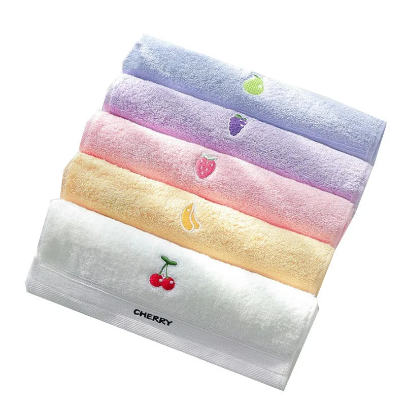 Fruit Embroidered Cotton Hand Towels Set of 5 – Soft & Absorbent