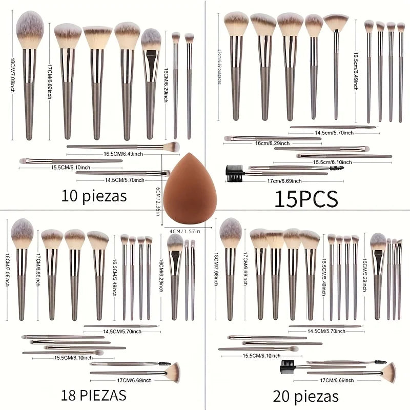RUNTOIN 3-20Pc Makeup Brush Set | Blush, Foundation & Eyeshadow