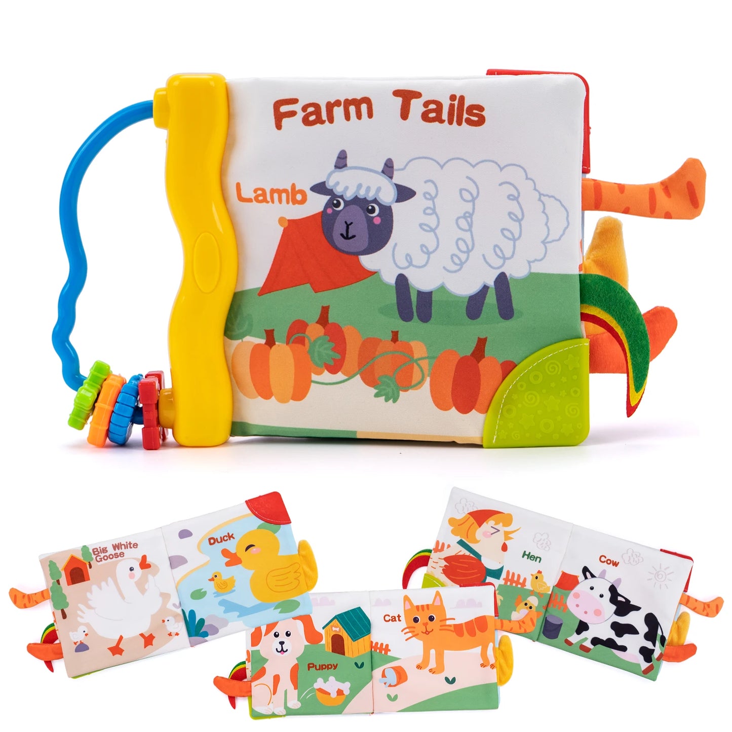 Soft Baby Cloth Book 3D Animal Tail Newborn Montessori Education Toy