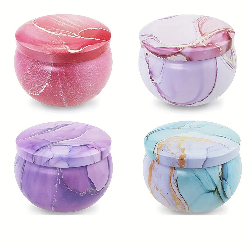 4-Pack Reusable Flower Tinplate Candle Tins with Lids