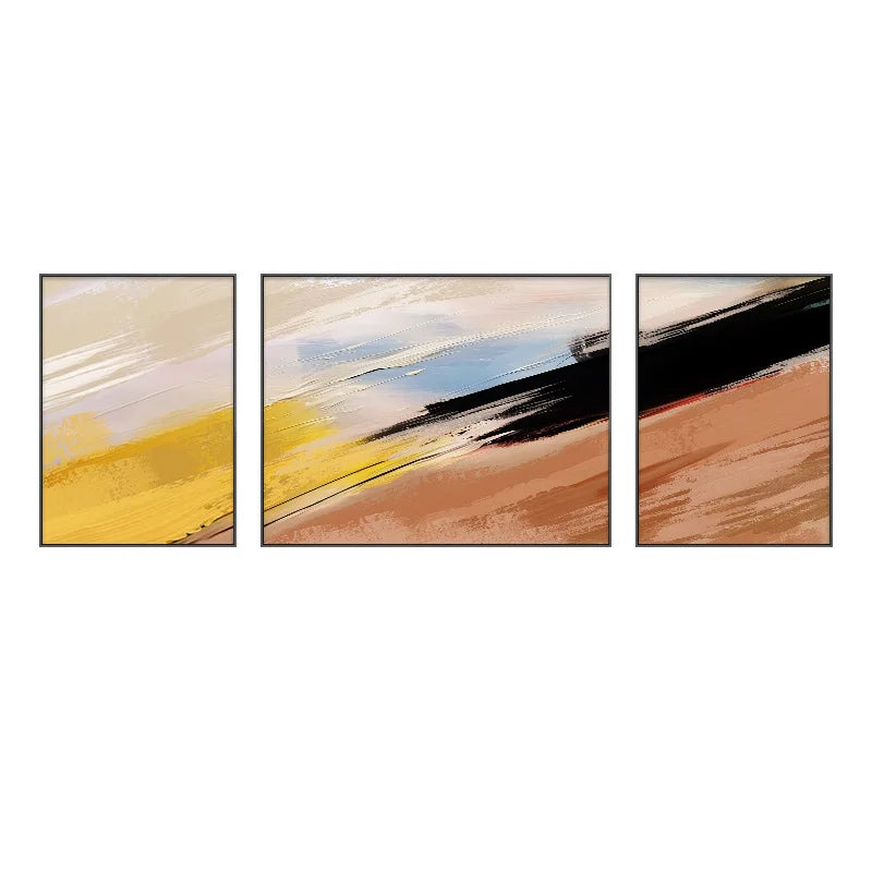 100% Hand-Painted Abstract Canvas Modern Minimalist Living Room Decoration Painting High-end Sense Art Triptych Mural Peaceful Pleasures Health and Wellness No frame 60x80-100x80-60x80cm