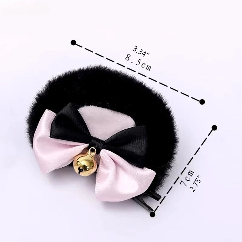 Animal Ear Hairpins Fashion Creative Hair Accessories Double Bowknot Bell Bear Ear Clips Lolita Kawaii Cosplay Barrette Decor Peaceful Pleasures Health and Wellness
