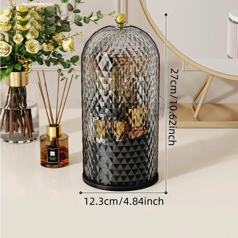 Rotating makeup brush storage box to give your dressing table a new look and easy storage Peaceful Pleasures Health and Wellness Brown