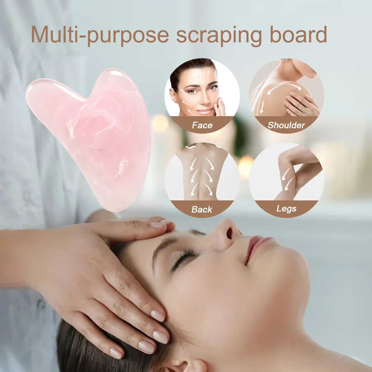 Heart-Shape Gua Sha Face Massager – Rose Quartz Scraping Board