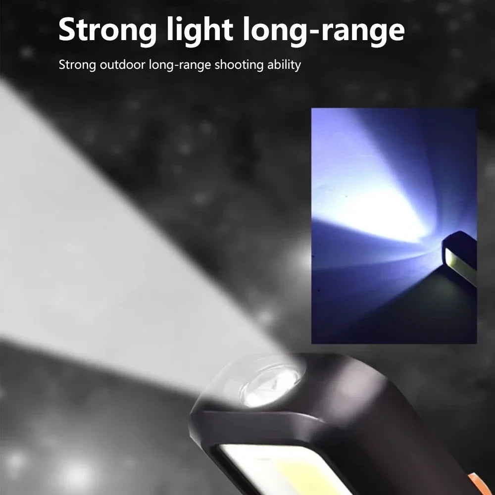 COB LED Rechargeable Flashlight – Magnetic Work Light & Torch