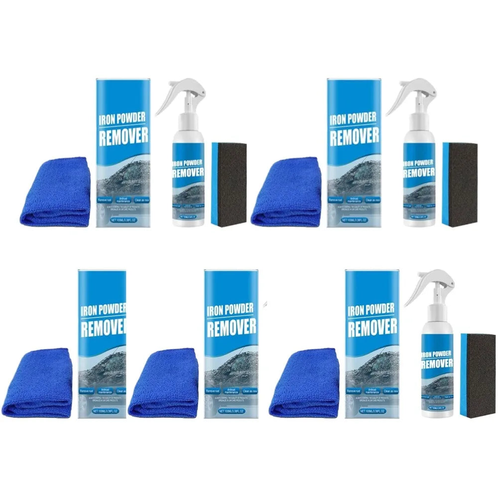 Car Deep Cleaning Supplies Remove Rust Spots Dirt Spray Tools Car Metal Surface Iron Powder Rust Removal Spray Decontamination Peaceful Pleasures Health and Wellness 5pcs 100ml