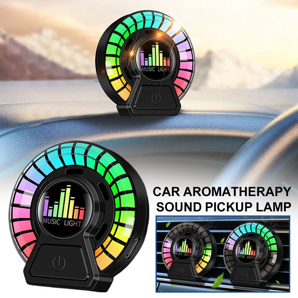 Car Music Pickup Rhythm Lamp Air Freshener Ambient Light, Music Rhythm Light, Voice-controlled Pickup Light, Car Ornaments Peaceful Pleasures Health and Wellness