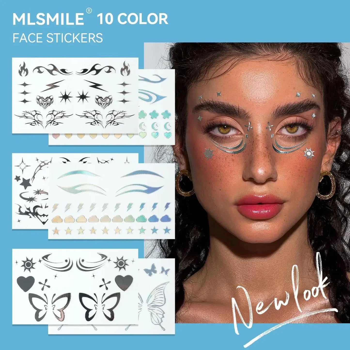 MLSMILE 3D Laser Face Stickers – Eye Makeup Temporary Tattoos