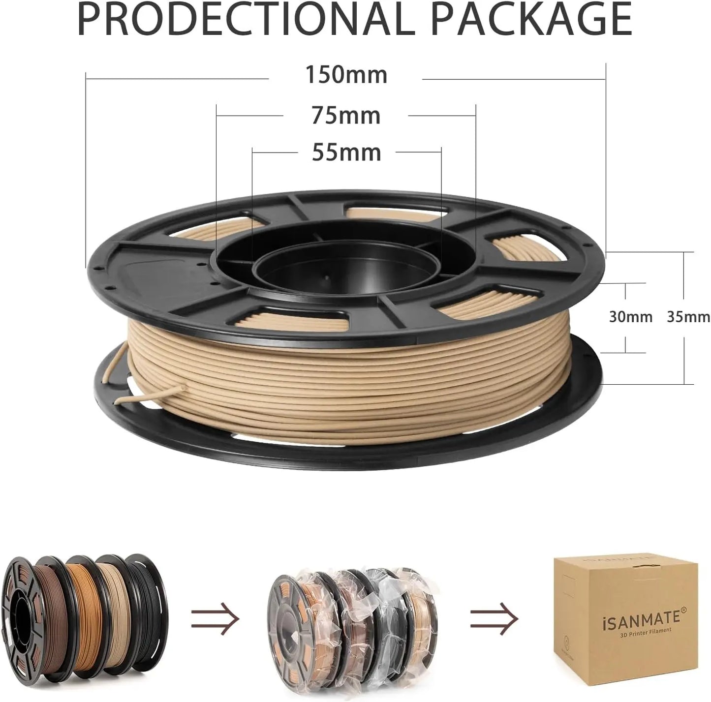 Wood PLA+ Filament 1.75mm | 250g–1000g Spool ±0.03mm