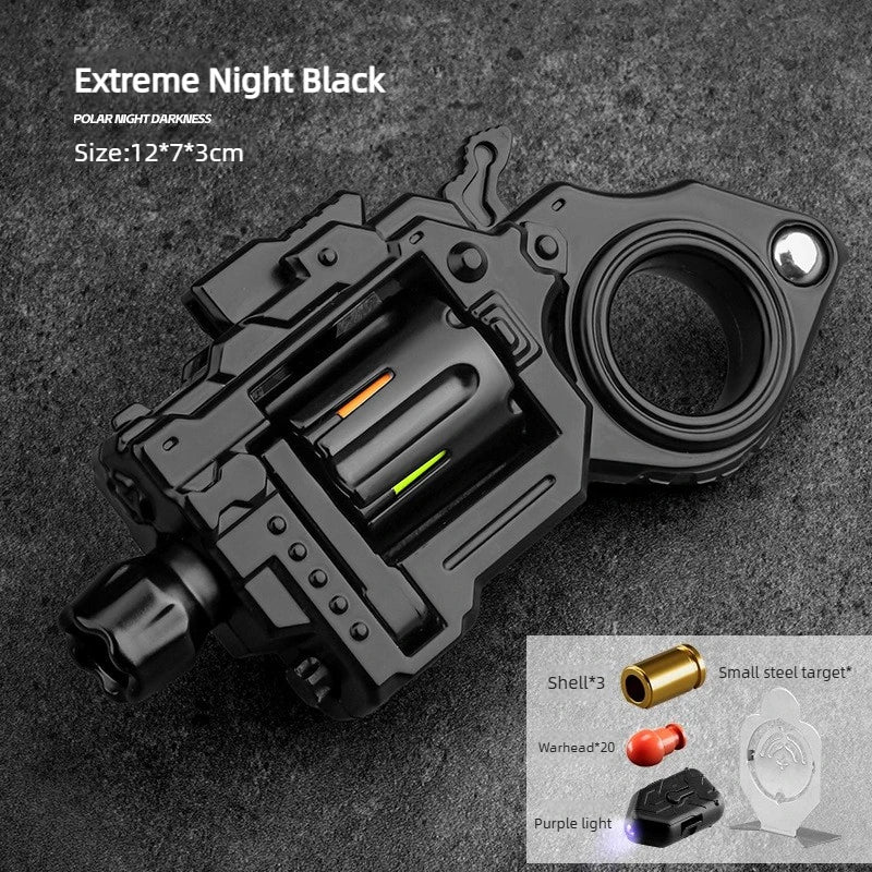 EDC Fidget Toy Alloy Revolver Ring Gun Fun Shooting Stress Relief Mini Metal Collectible Gun Model Fidget Spinner Boys Gifts Peaceful Pleasures Health and Wellness Black