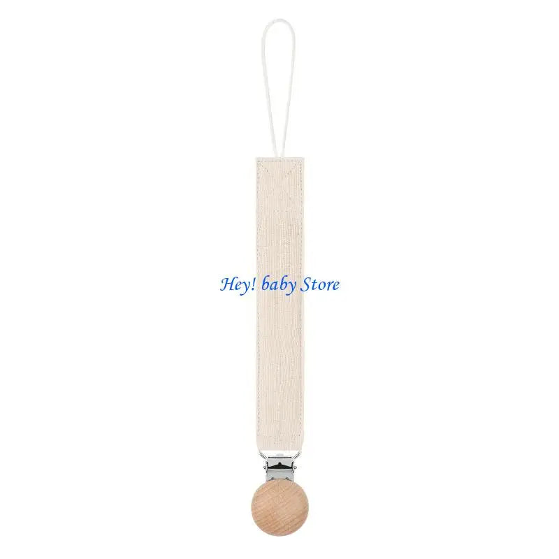 Baby Pacifier Clip Chain Holder | Cotton, Metal & Beech Wood