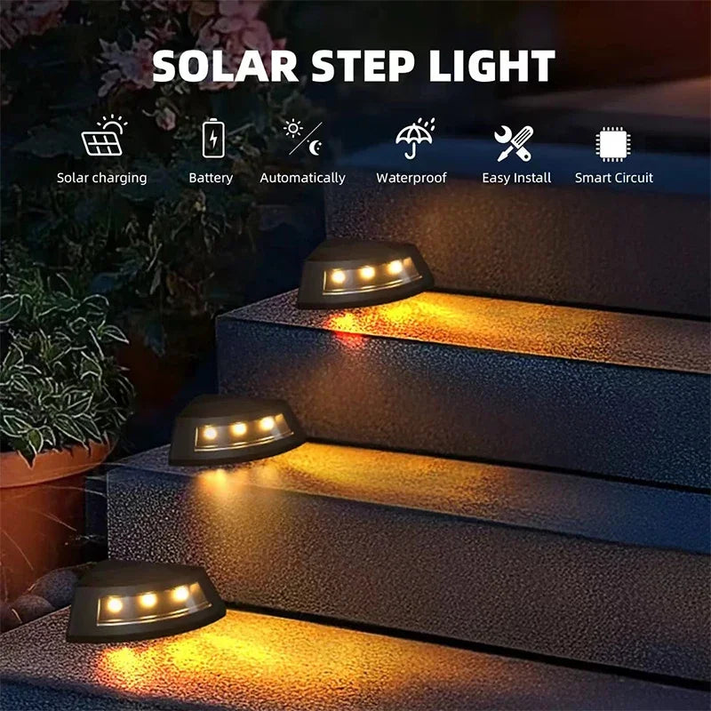 Solar Stair Lights Outdoor Waterproof LED | Garden Steps 4-8 Pack