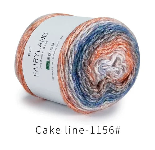 Pure Cotton Rainbow Crochet Thread Ten-Quarter Cake Weaving Yarn Long Gradient Dyeing for Crafting Peaceful Pleasures Health and Wellness 1156