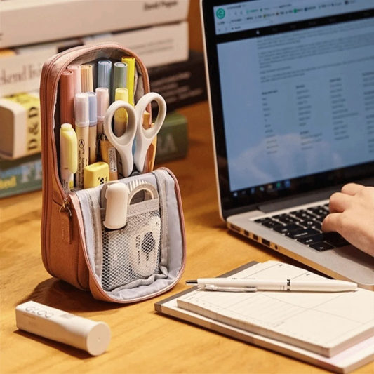 Large-capacity Folding Pencil Case Simple Double-layer Pen Storage Bag Portable Aesthetic Student Stationary Boxes School/Office Peaceful Pleasures Health and Wellness