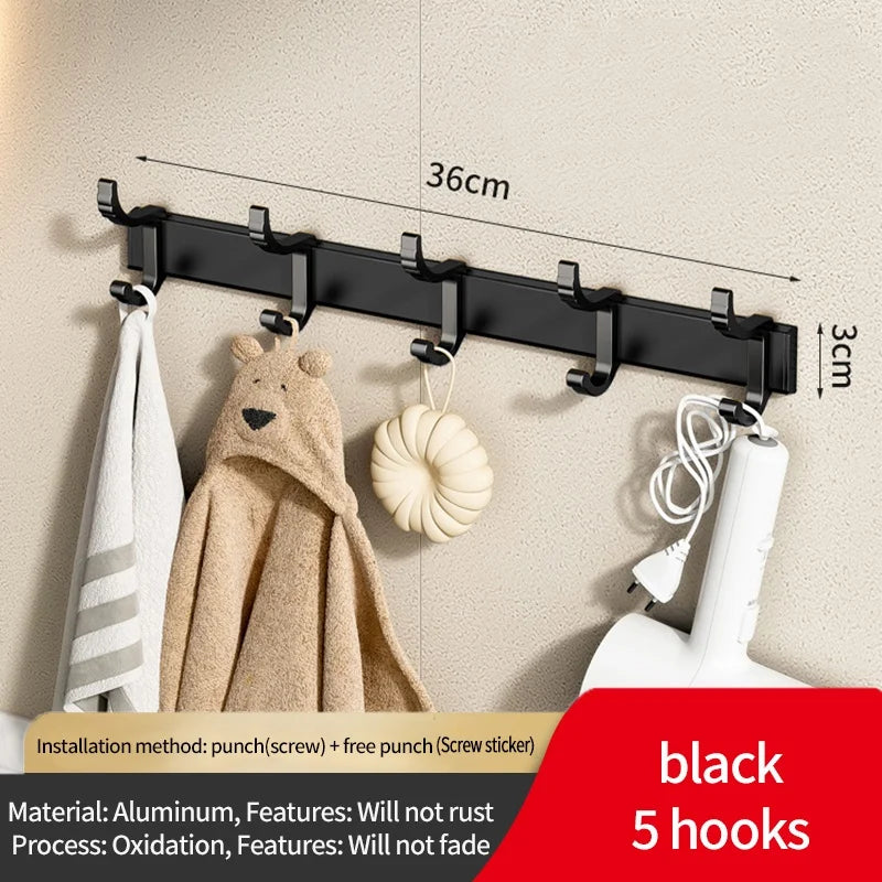 No-Drill Adjustable Door Hooks – 6-Pack Aluminum Bathroom Hooks