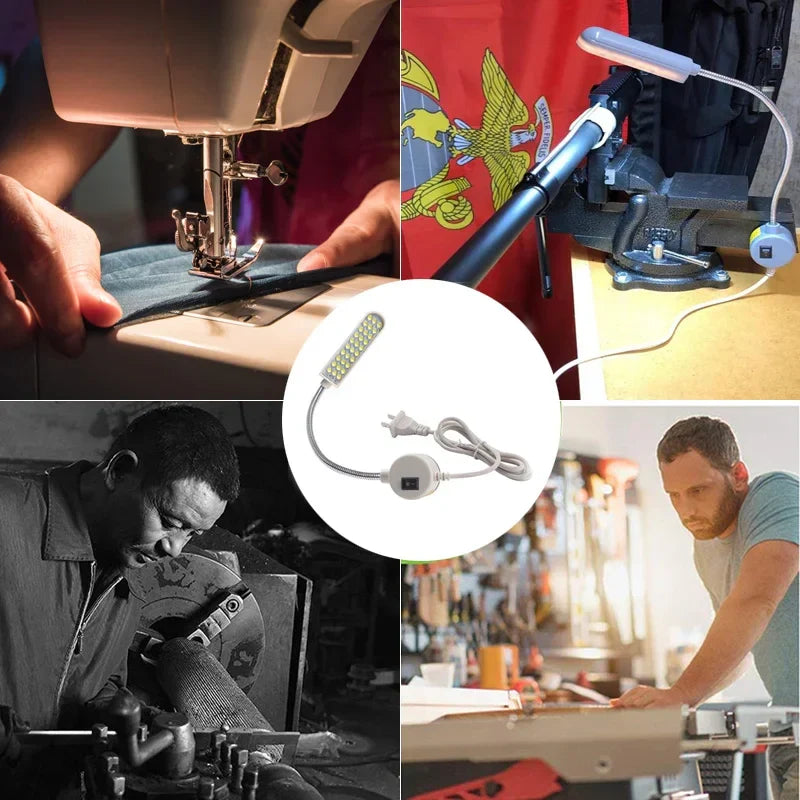 LED Sewing Machine Lamp – 360° Gooseneck & Magnetic Base
