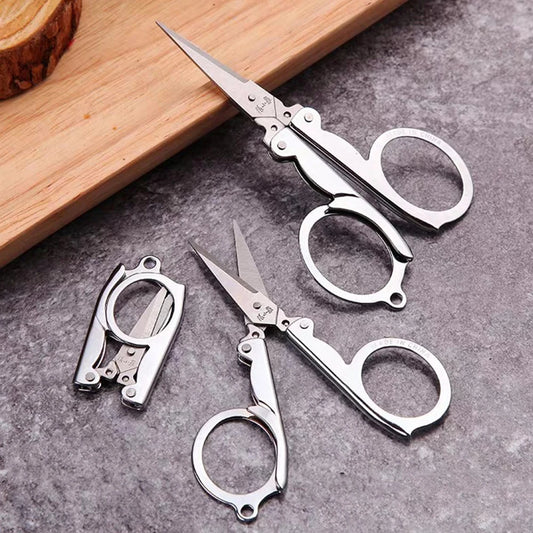 Folding Pocket Scissors Multifunctional Stainless Steel Folding Small Scissors Household Mini Thread Cutting Nail Tools Stainles Peaceful Pleasures Health and Wellness