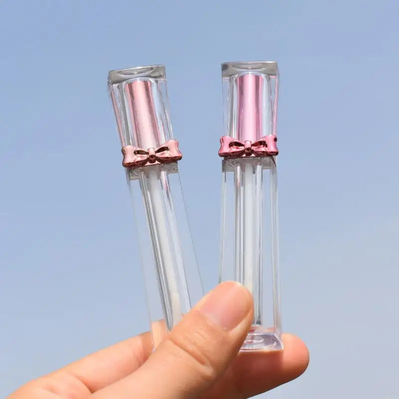 1pcs Empty Portable 3.5ml Lip Gloss Tubes DIY Clear Bowknot Lip Glaze Tubes,Square Rose Gold Cosmetic Packing Container Peaceful Pleasures Health and Wellness Default Title
