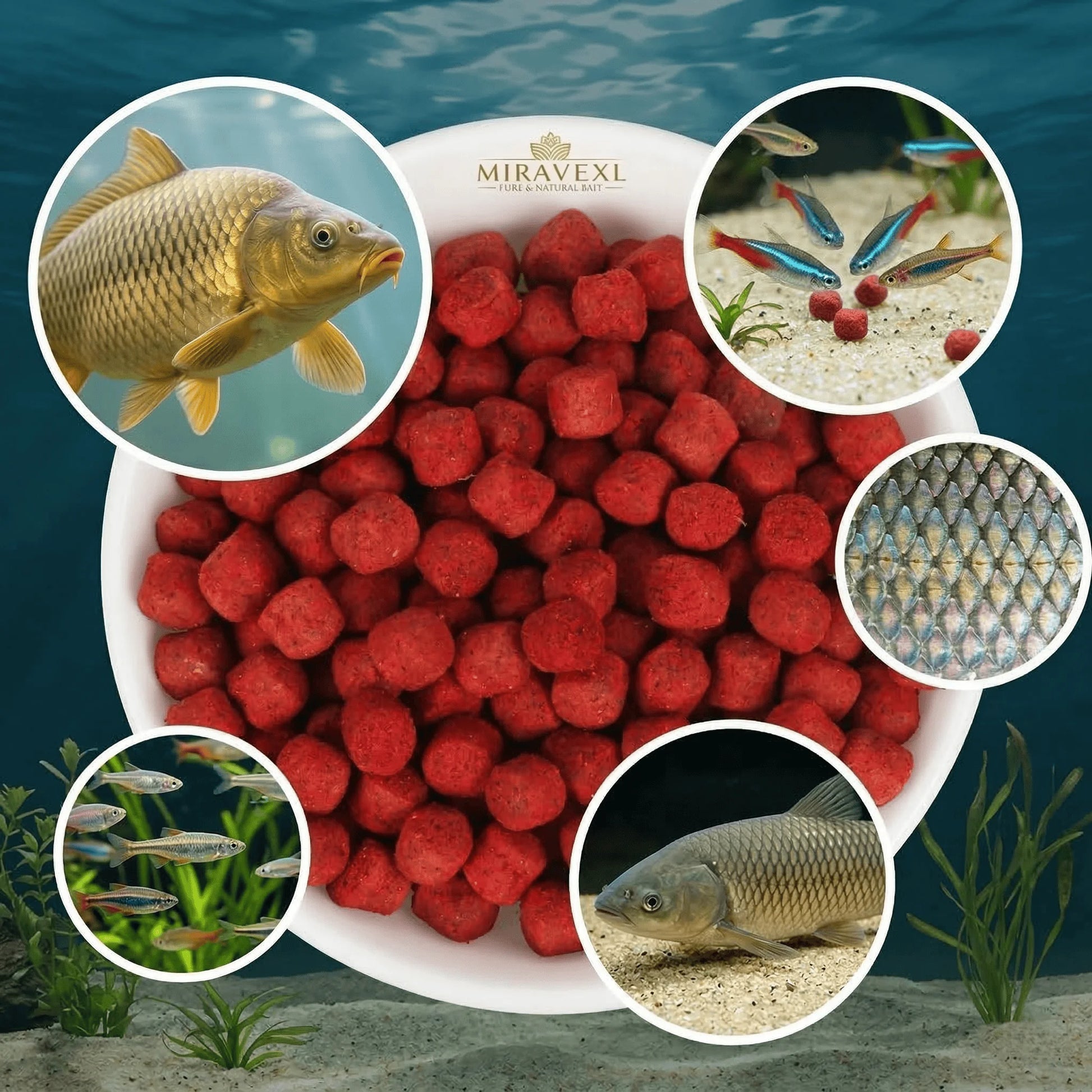 MIRAVAL Enhancer Fish Attractant Red Pellet Bait High Protein Concentrated Scent Carp Bream Roach Feeder Fishing Accessories Peaceful Pleasures Health and Wellness