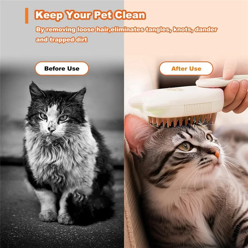 A36T-3-In-1 Multifunctional Pet Steam Brush Cat Steam Brush Suitable For All Pets Advanced Atomization Technology Peaceful Pleasures Health and Wellness