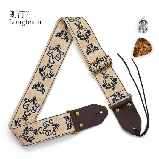 Embroidered Guitarstrap Jacquard Electric Guitar Bass Children's Peaceful Pleasures Health and Wellness