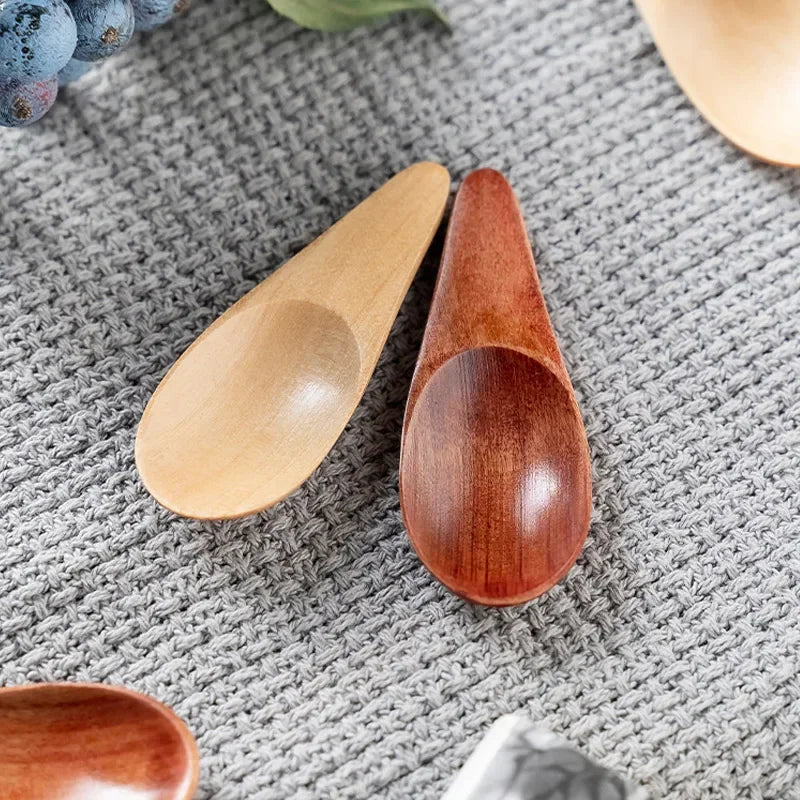 New Wood Creative Tea Spoons Short Handled Condiment Scoops Flatware Coffee Tea Small Sugar Spoons Coffee Spoons Kitchen Gadgets Peaceful Pleasures Health and Wellness
