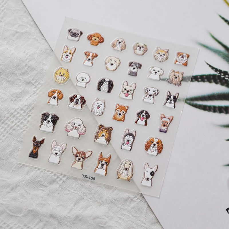 Puppy Dots Series 5D Nail Stickers Back Glue Nail Slider Designs Sliders Women Nails Art Decor Peaceful Pleasures Health and Wellness