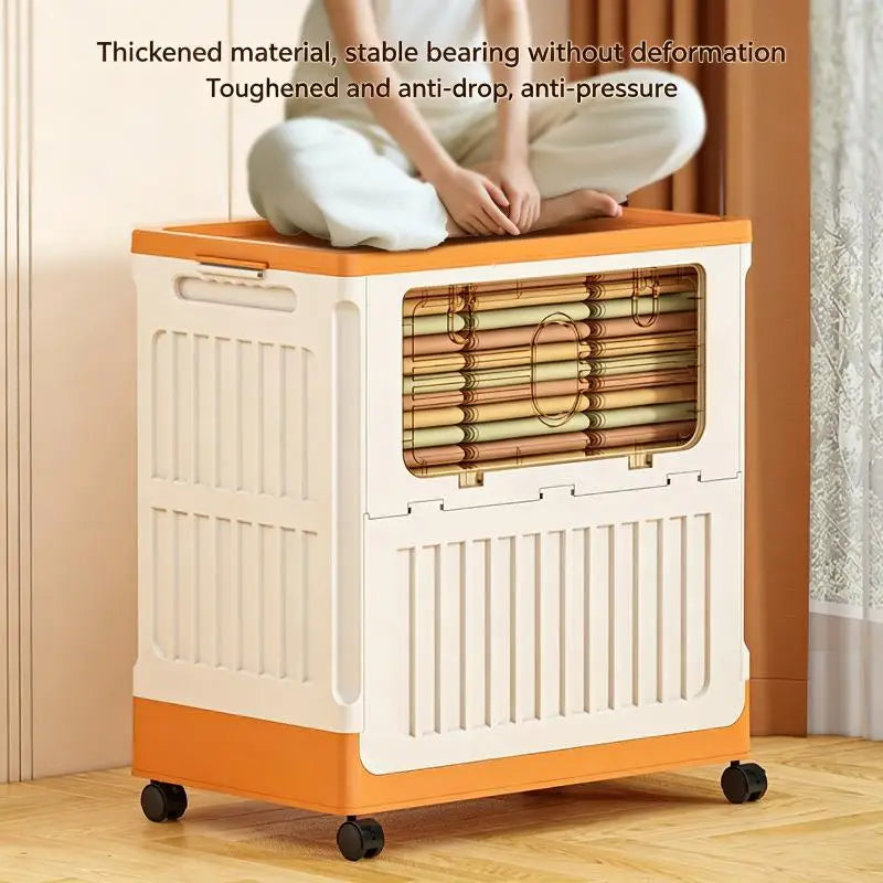Foldable Plastic Storage Box with Wheels – Large Organizer Rolling Storage Box Peaceful Pleasures Health and Wellness