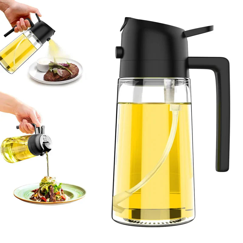 2-in-1 Oil Spray Bottle & Dispenser | 500ml Kitchen Sprayer