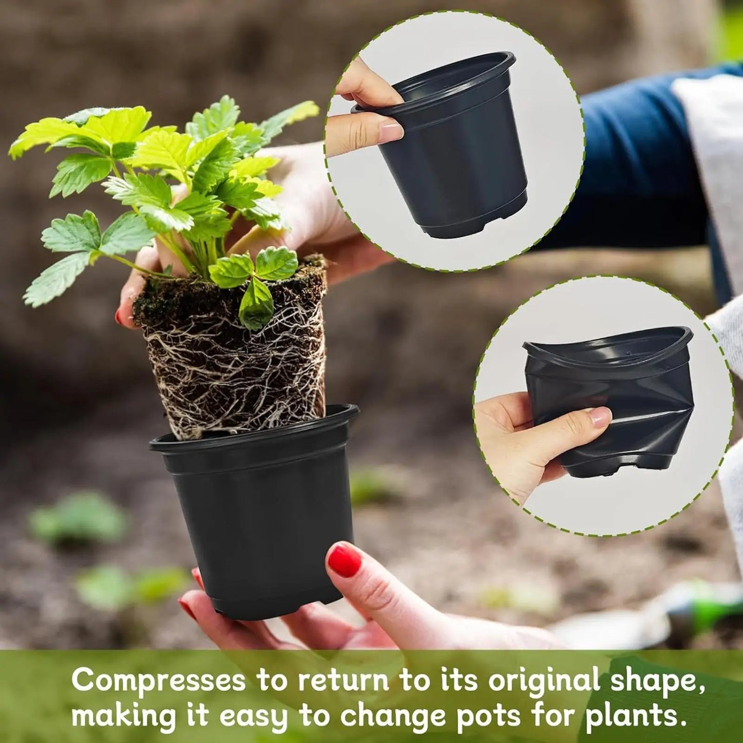 Nursery Pots 100 Pieces Grow Container with Drainage Holes 4inch Flower Pots for Indoor Outdoor Garden Backyard Balcony Peaceful Pleasures Health and Wellness CN