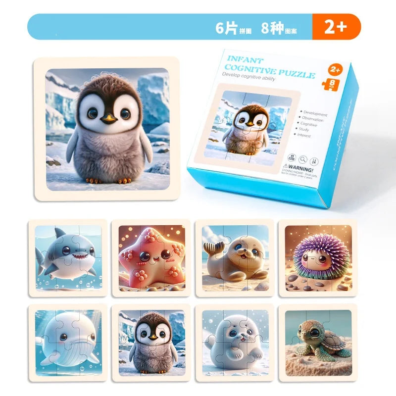 Bview Art Wooden Jigsaw Puzzles Kids Cartoon Animal Board Educational
