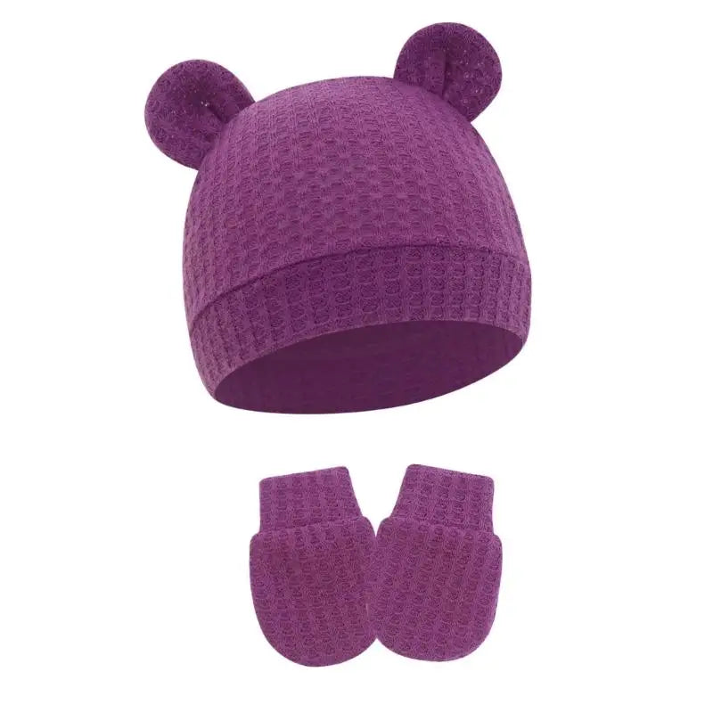 Newborn Baby Hat & Mittens Set | Soft Cotton, 0–6 Months