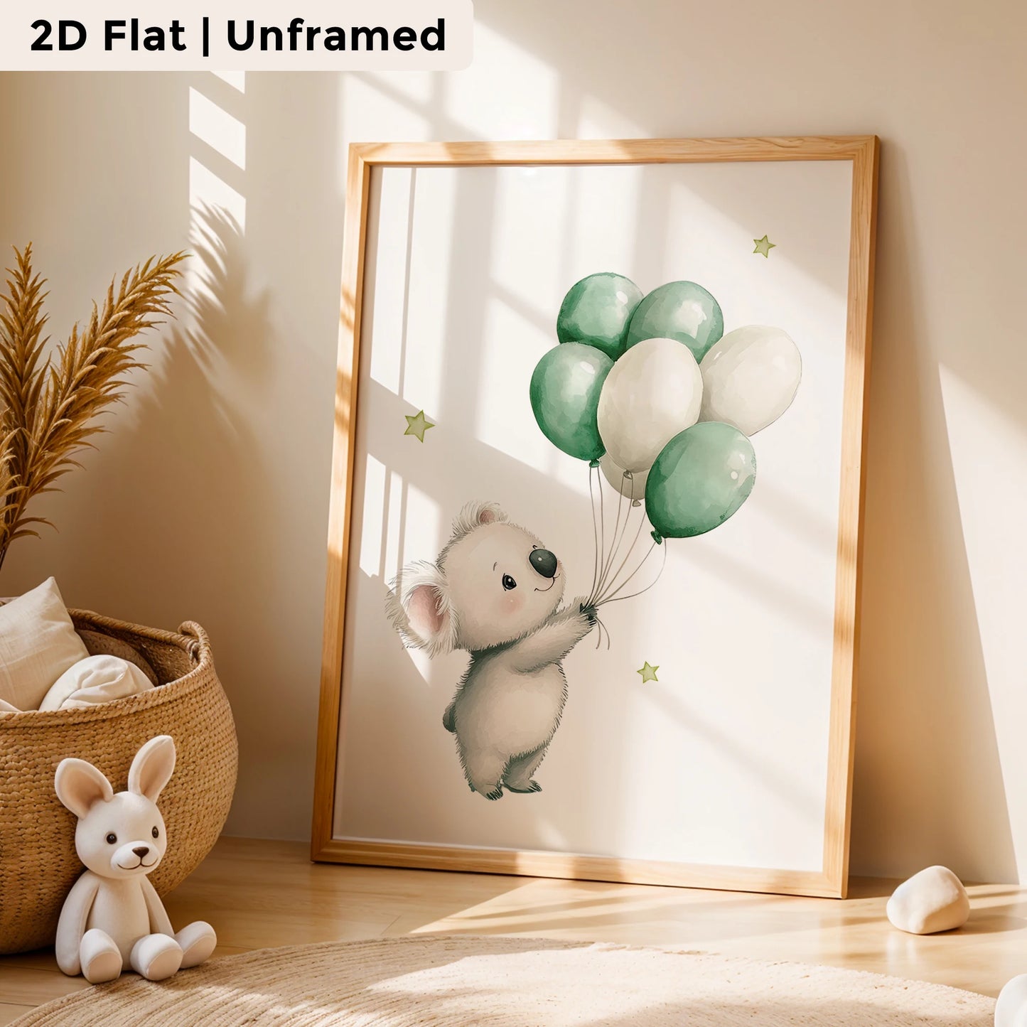 3-Piece Cartoon Koala Helicopter Canvas Wall Art | Kids Decor