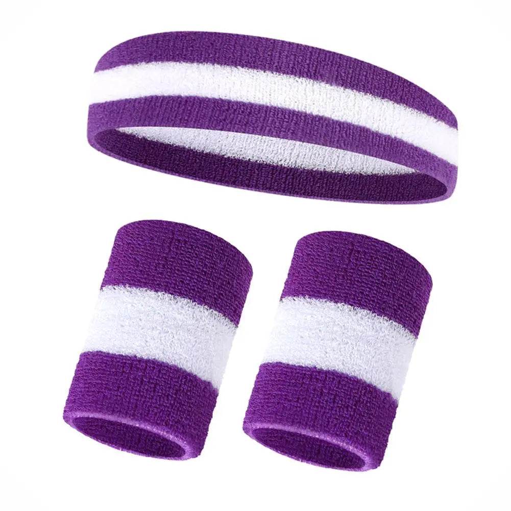 Cotton Sports Headband & Wristband Set | Moisture Wicking