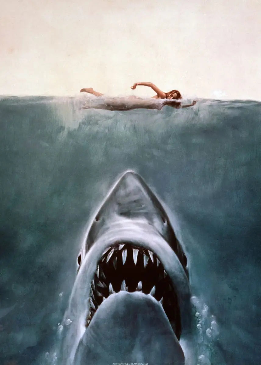 Jaws Posters Shark Canvas Painting Mordern Wall Art Picture Living Room Bedroom Home Decor American Classic Horrible Movie Peaceful Pleasures Health and Wellness T80296-07 50x70cm Unframed