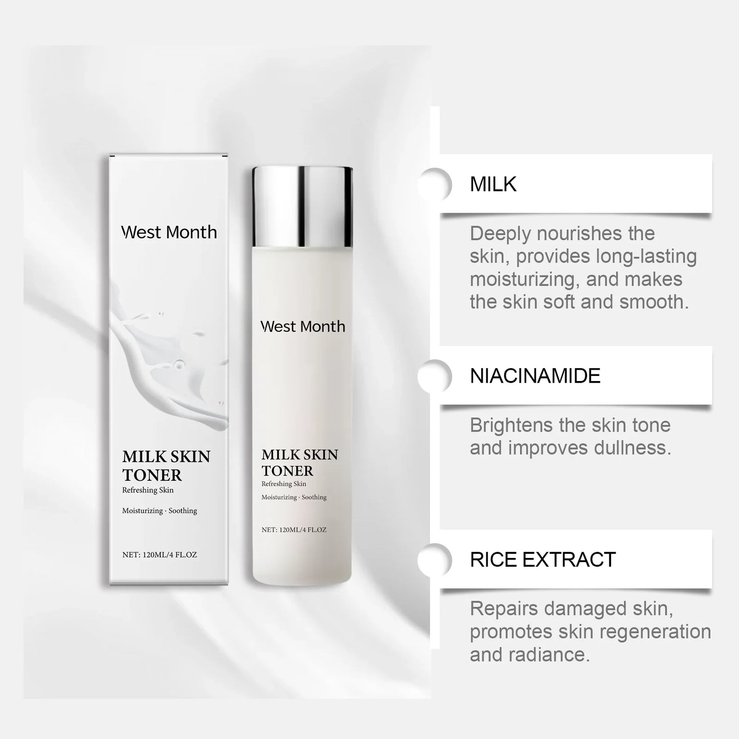 WESTMONTH Natural Milk Skin Toner 4oz | Niacinamide Moisturizer