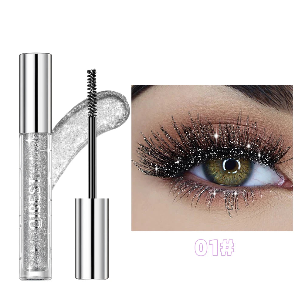 QIBEST Diamond Glitter Mascara Long Lasting Quick Dry Curling Extension Eyelashes Mascara Beauty Shiny Cosmetic For Women Makeup Peaceful Pleasures Health and Wellness 01