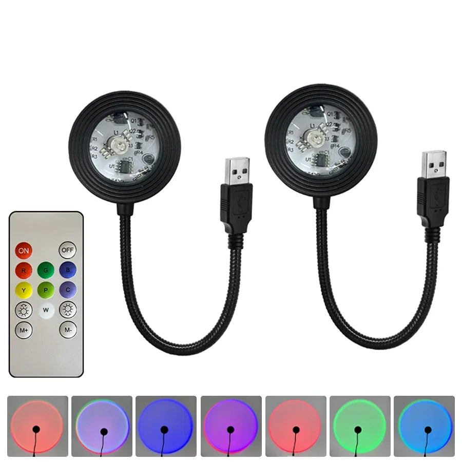 USB Sunset Projector Night Light – Colorful Ambient Room Lamp