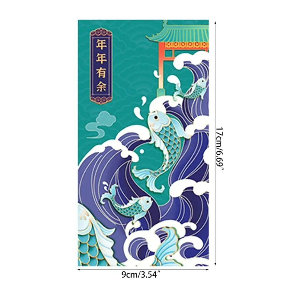 Classic Tradition Spring Festival Decoration Hot-Stamping Blessing Crane Red Pocket Chinese New Year Red Envelope Bless Pocket Peaceful Pleasures Health and Wellness