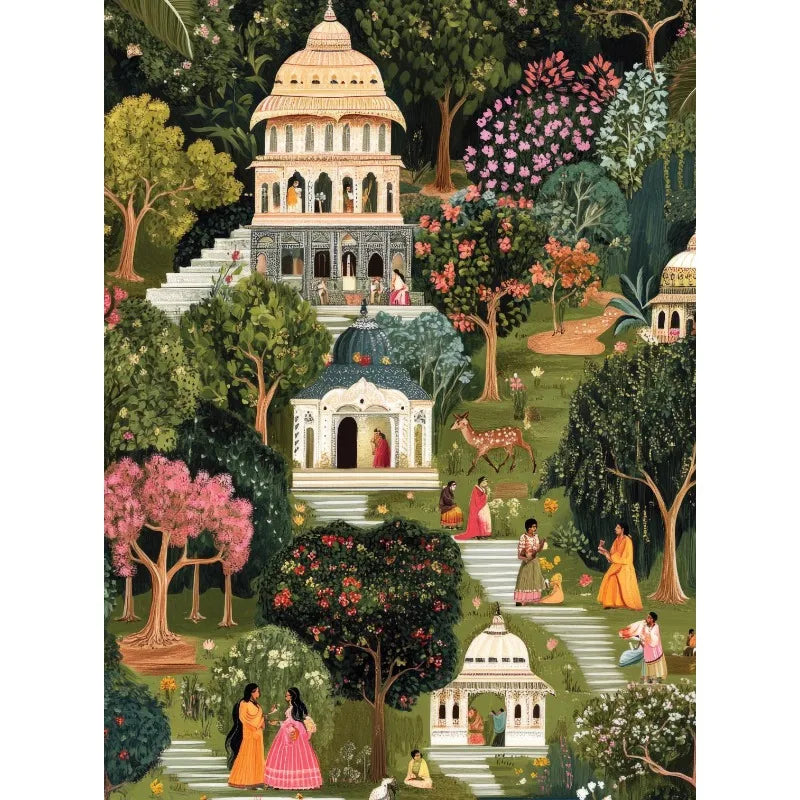Hindu God Forest Temple Canvas Wall Art | Spiritual Indian Decor