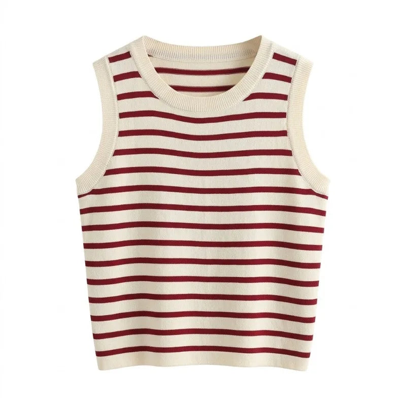 Women's Striped Knit Tank Top | Sleeveless Summer Blouse