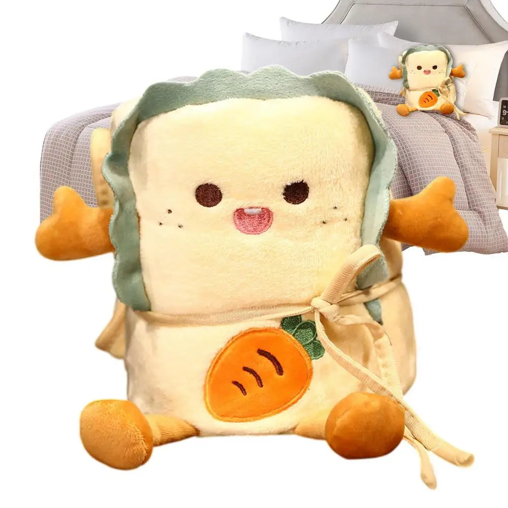 2-in-1 Cartoon Plush Pillow Blanket | Soft Kids Travel Throw
