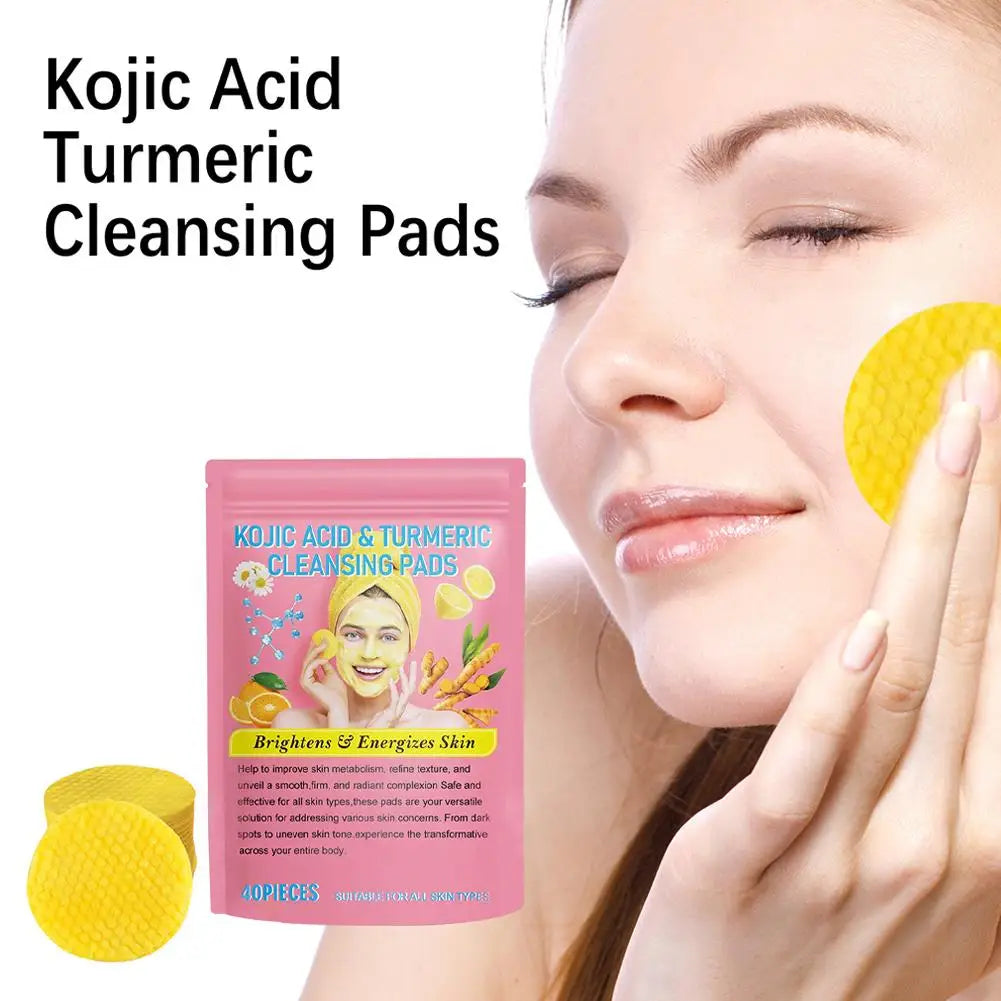 Kojic Acid & Turmeric Cleansing Pads – Brightening Facial Sponge