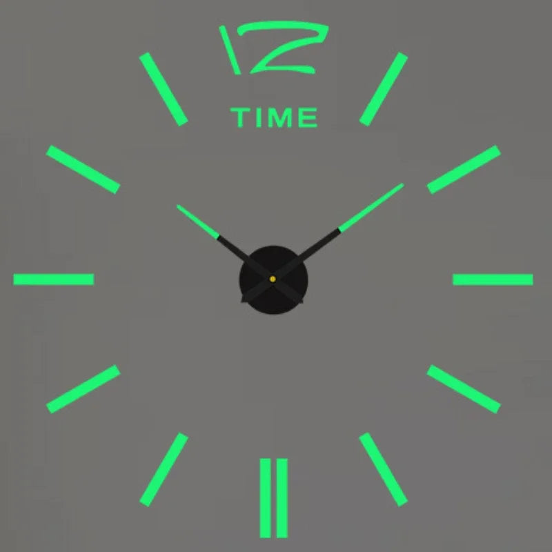 Modern 3D DIY Frameless Wall Clock – Acrylic Mirror Number Stickers Quartz Home Decor (40–130cm)