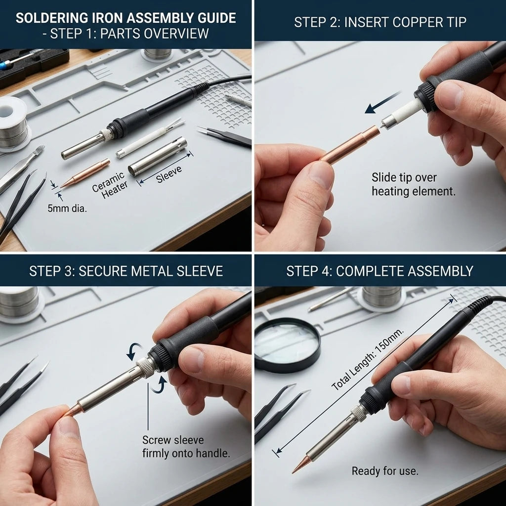 5-Pc 900M Pure Copper Soldering Iron Tips Set for 936 Station