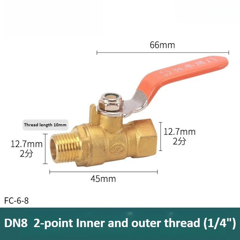 Brass Long Rod Ball Valve ⅛"–1" Threaded Pipe Adapter