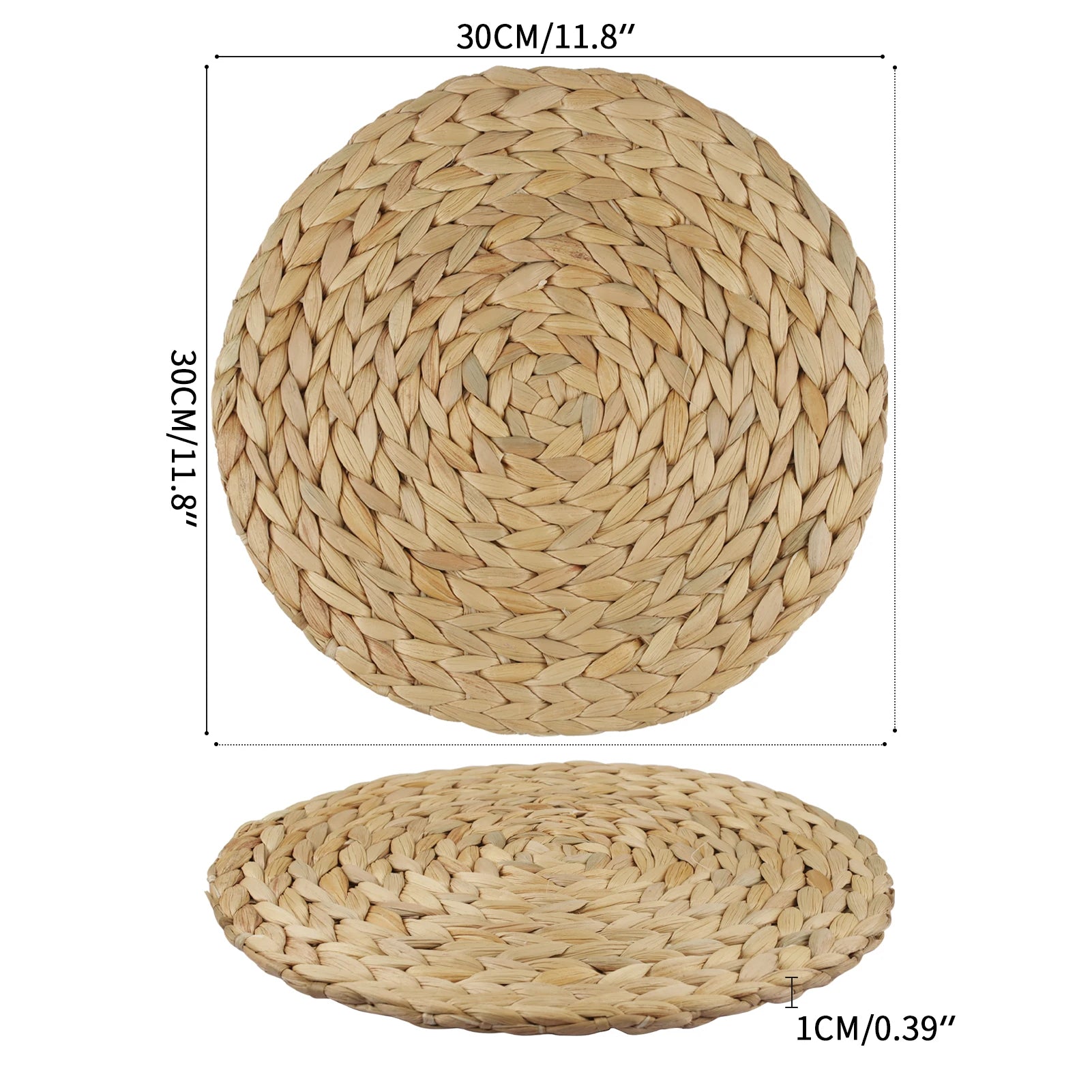 Set of 6 30cm Round Handwoven Rattan Placemats Heat Insulation Natural Wicker Woven Table Pot Mats For Dining Home Wedding Decor Peaceful Pleasures Health and Wellness