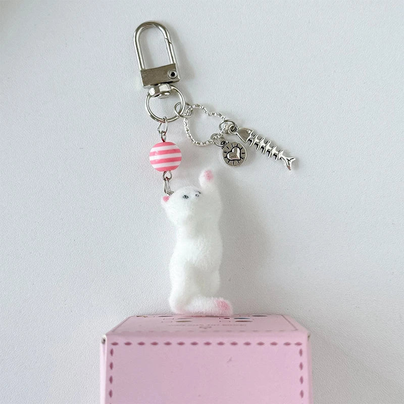 Cute Flocking Bear Pendant Keychain – Bag & Phone Charm Gift Bear Charm Keychain Peaceful Pleasures Health and Wellness style 8