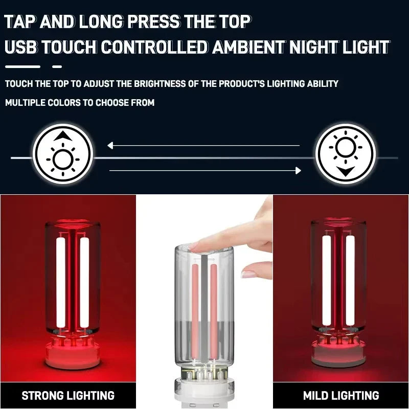 USB Touch Dimmable LED Filament Lamp – Car & Bedroom Mood Light